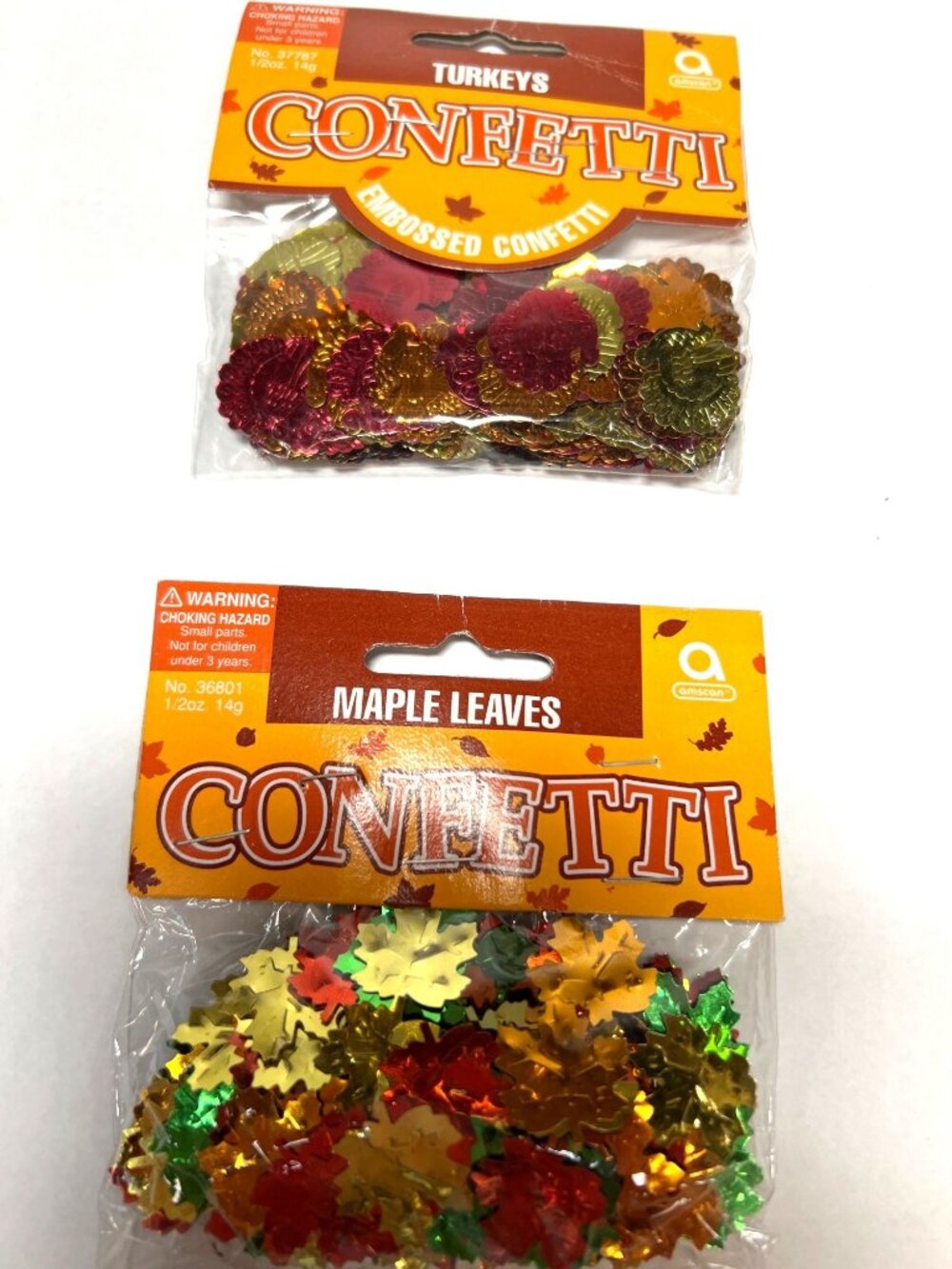 Turkey & Maple Leaf Confetti For Fall Theme Parties Or Table Decor 1/2oz Each